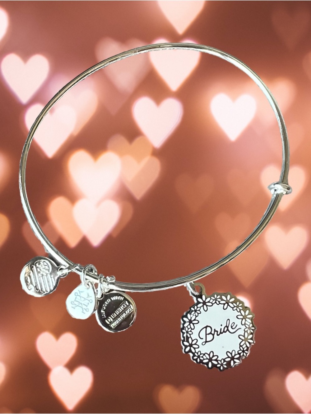 Bride Silver Tone Charm Bangle Bracelet by Alex + Ani - Picture 2 of 5